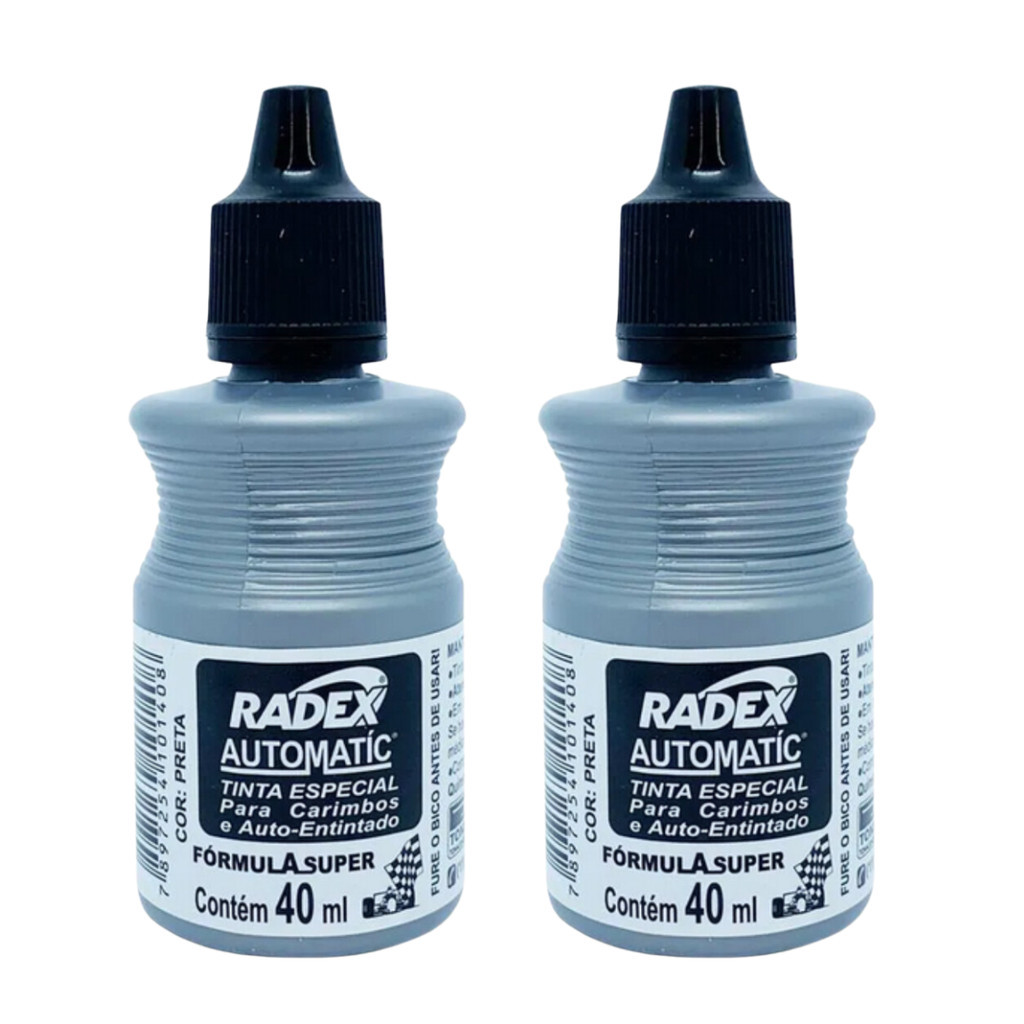 Kit 2 Tinta para Carimbo Automático Automatic Radex Preto em Oferta na Shopee