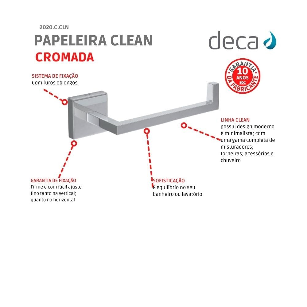 Detalhes do Papeleira Clean 2020 Cromada Deca