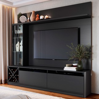 Rack com painel para TV ATÉ 60 POLEGADAS 3 PORTAS 2020 PTX PRETO - QUIDITÁ MÓVEIS em Oferta na Shopee