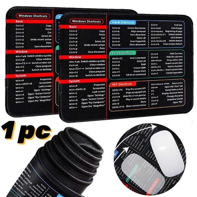 [Novo] Tapete De Mesa Para Jogos De Pc-Mouse Pad Com Chave De Atalho Simples-Base De Borracha Antiderrapante-Trabalho De