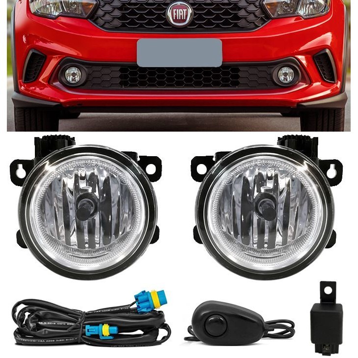 Kit Farol de Milha Neblina Fiat Argo 2018 2019 2020 2021 2022 - Interruptor Alternativo