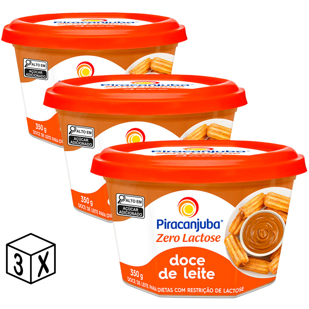 Pack 3 unidades Doce de Leite Zero Lactose Piracanjuba 350g - Kit 3x350g em Oferta na Shopee