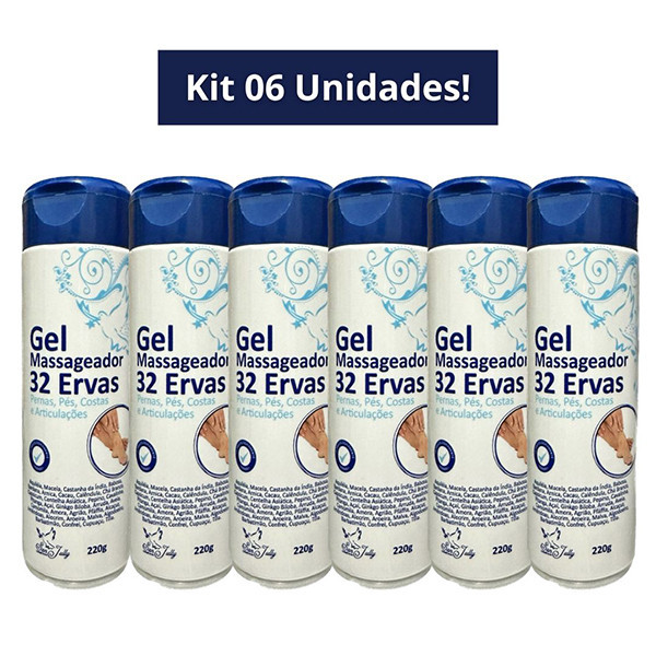 Kit 6 Unidades Gel Massageador 32 ERVAS 220g SAN JULLY em Oferta na Shopee
