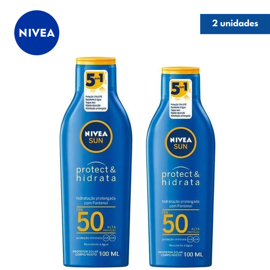 Kit Protetor Solar Nivea Sun FPS 50 100ml Protect & Hidrata - 2 unidades