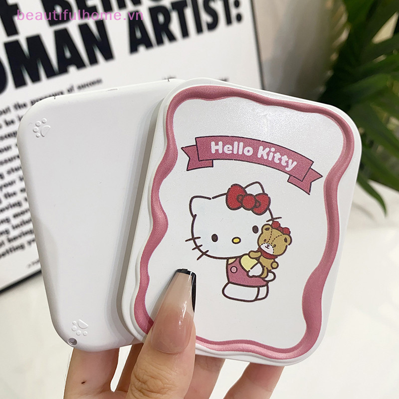 [beautifulhome] Sanrio Hello Kitty Mini Espelho De Maquiagem Dobrável Com Pente Portátil Para Mulheres Meninas [beauty]