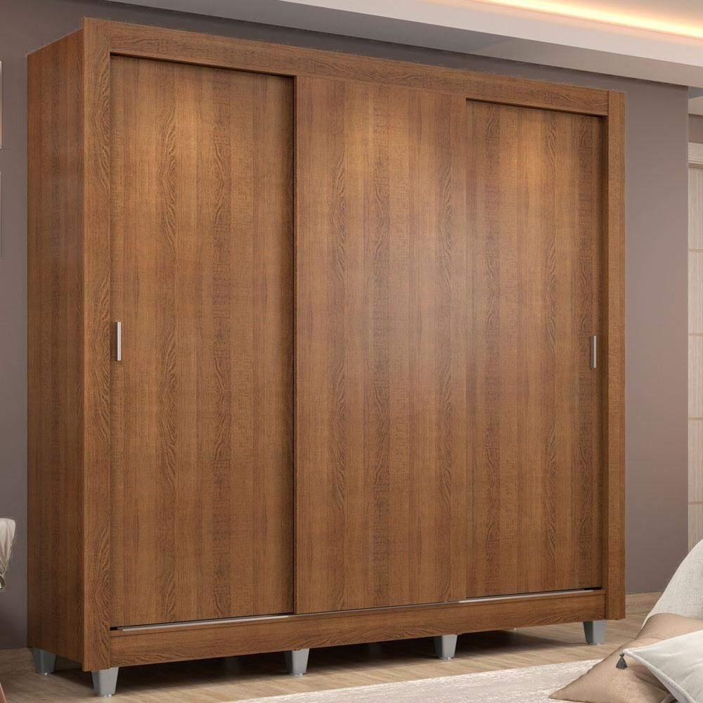 Guarda Roupa Casal Madesa Lyon 3 Portas de Correr 2 Gavetas com Pés - Rustic - Home & Living