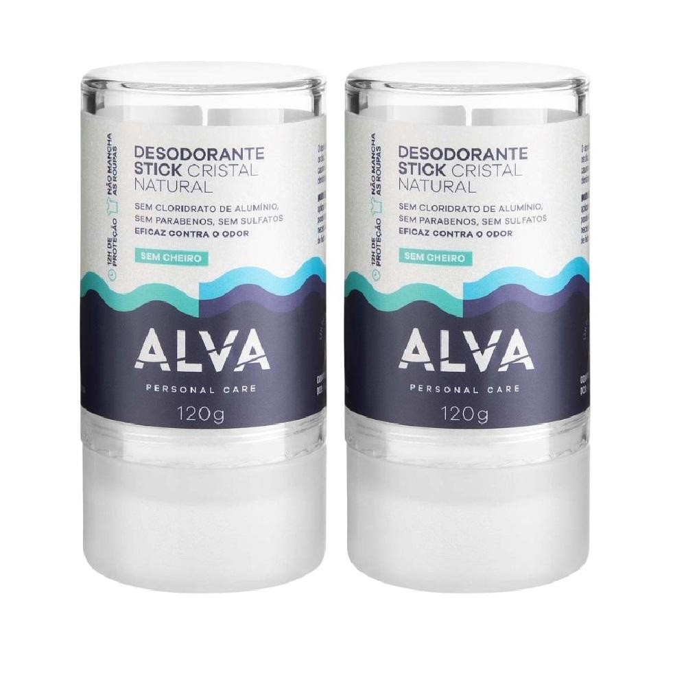 2 Un Alva Cristal Natural Desodorante Stick Com 120g Cada em Oferta na Shopee