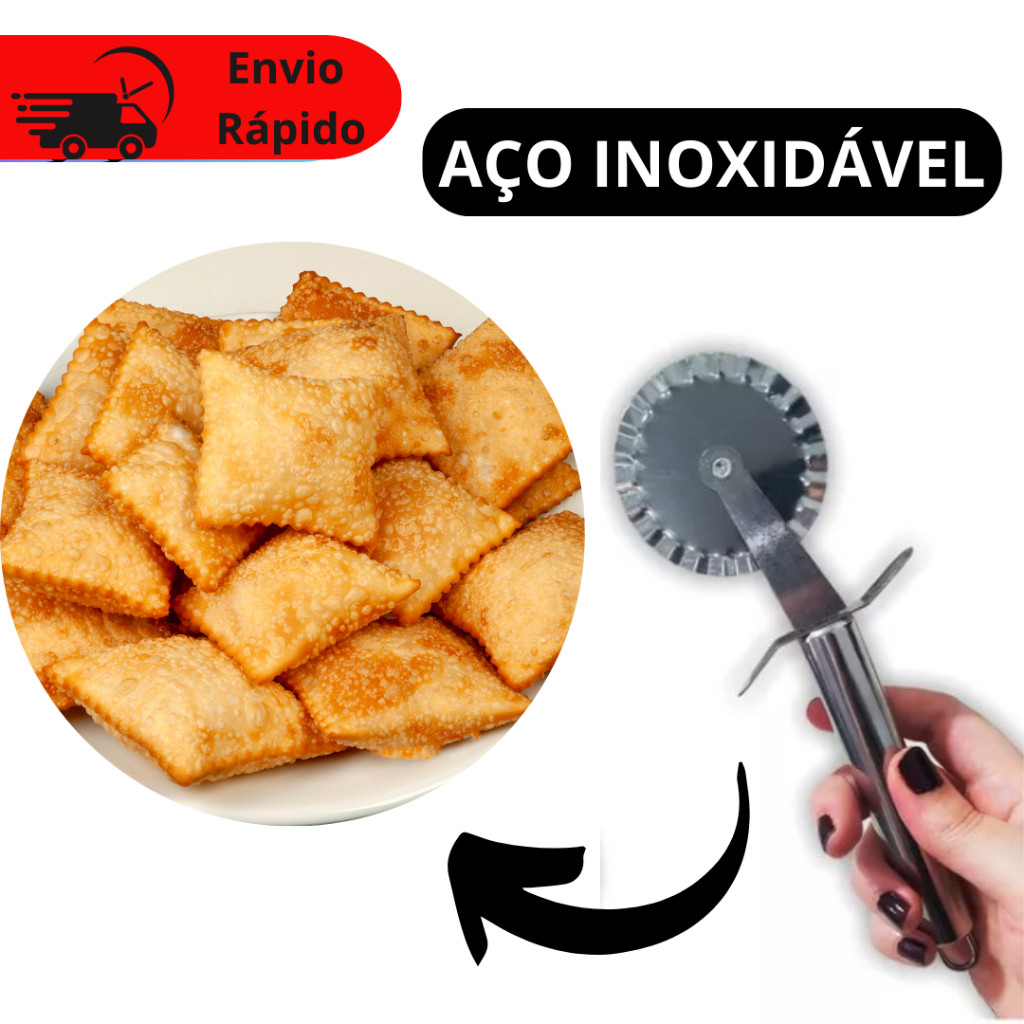 Cortador Carretilha Fatiador De Pizzas Fechador Pasteis Massas Aço Inox 20 cm Original