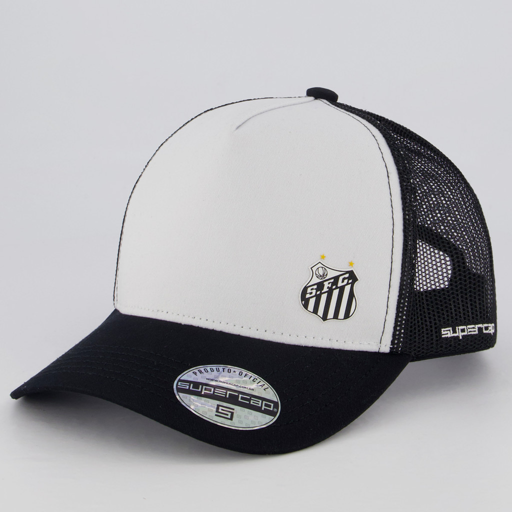 Boné Santos Trucker Branco e Preto em Oferta na Shopee
