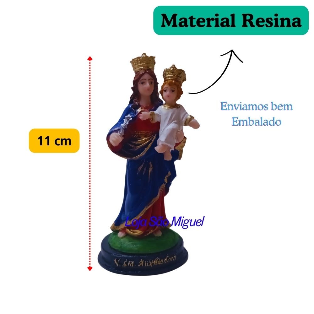 Imagem Sacra para Decoração Nossa Senhora Auxiliadora Pequena Resina.