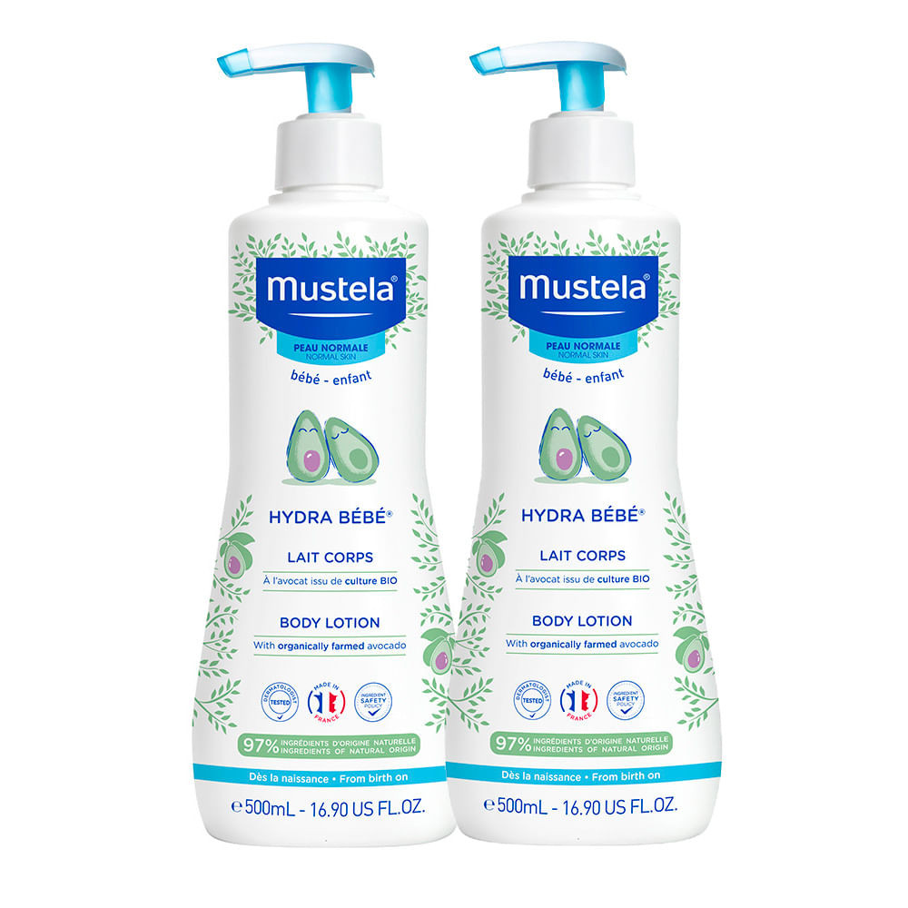 Kit 2 Hydra Bébé Mustela Leite Corporal 500ml