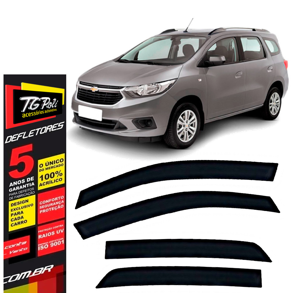 Calha de Chuva Chevrolet Spin 2012 a 2026 4 portas TG Poli Defletor Portas Protetor Janelas Fumê em Oferta na Shopee