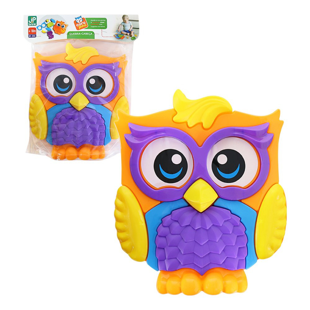 Brinquedo Quebra-Cabeça Montando e Aprendendo com  Corujinha colorida