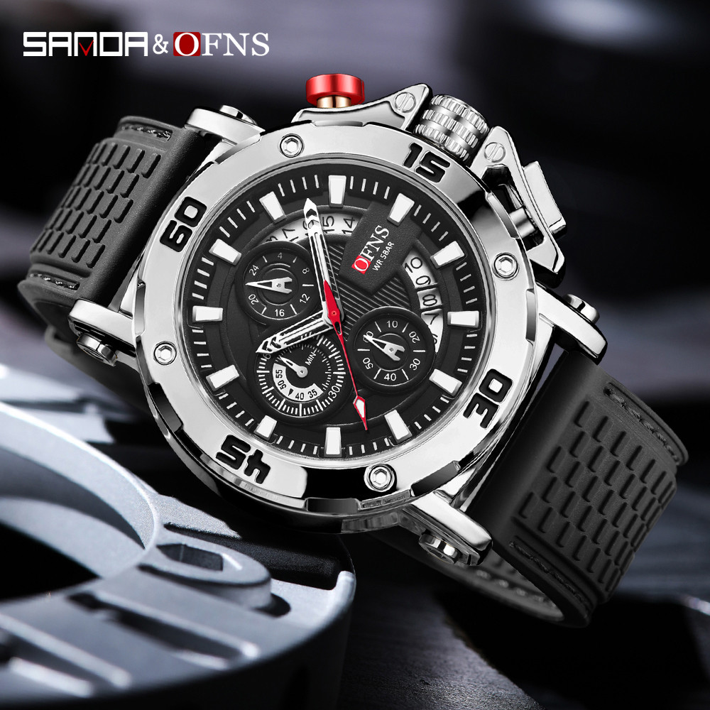 SANDA & ONFS Joint Relógio De Quartzo De Luxo Multifuncional Moderno Masculino SD7502-1