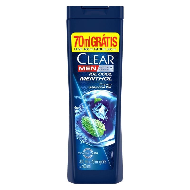 Shampoo Anticaspa Clear Men Ice Cool Menthol Leve 400ml Pague 330ml em Oferta na Shopee