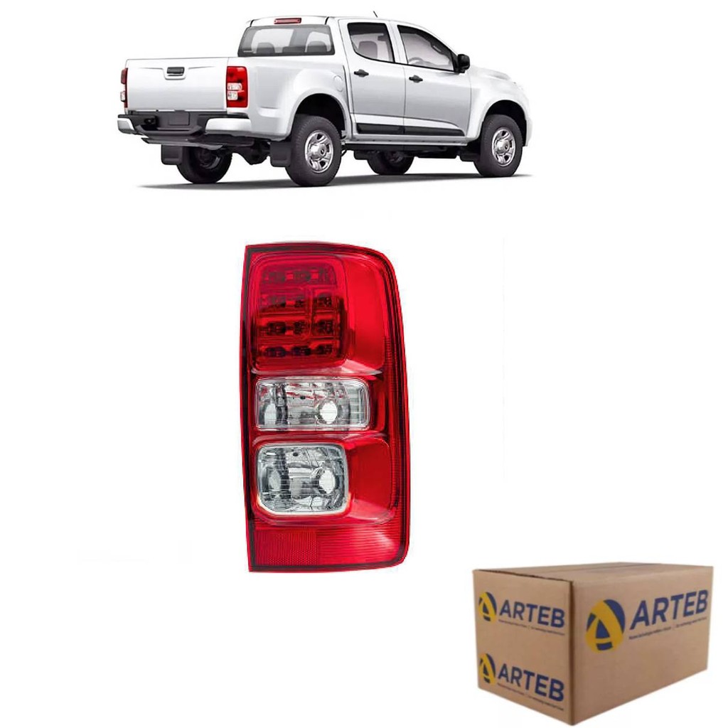 Lanterna Traseira S10 2012 2013 2014 2015 2019 2020 Com Led Sem Luz De Neblina Lado Direito Passageiro Original Arteb