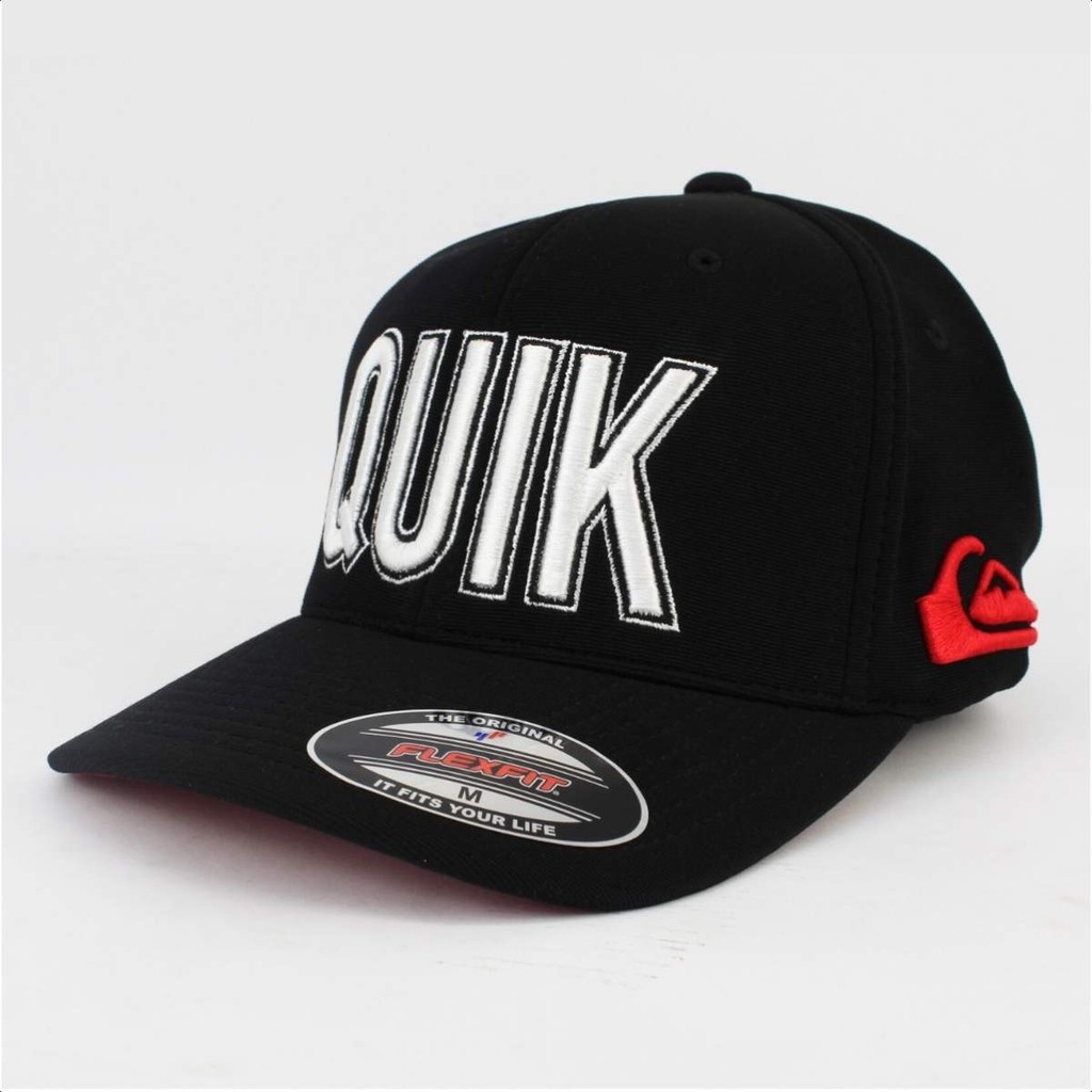 Boné Quiksilver Flexfit Emb Quik Outdoor Black M Letreiro Aba Curva