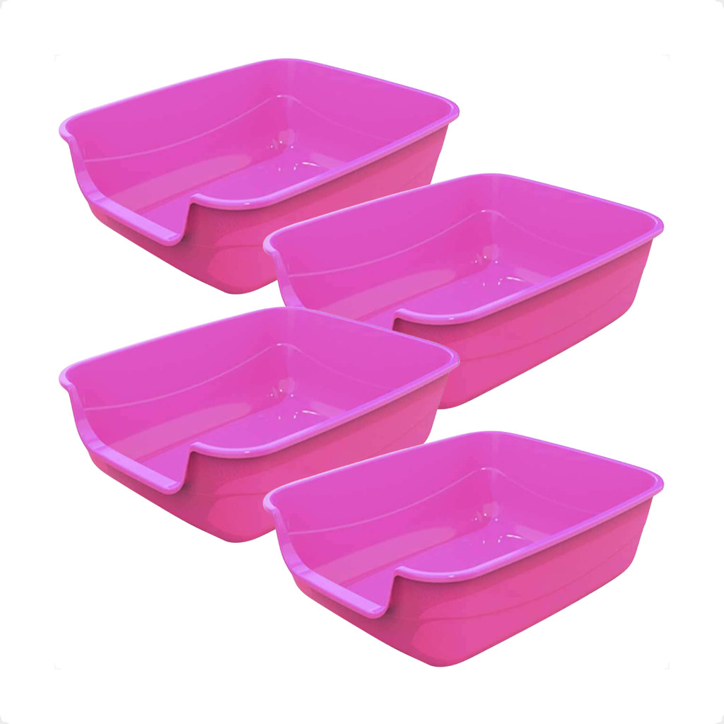 Kit 4 Caixa de Areia Gatos Grande 62x50x20 Furba Jumbox Pet Injet - Rosa em Oferta na Shopee
