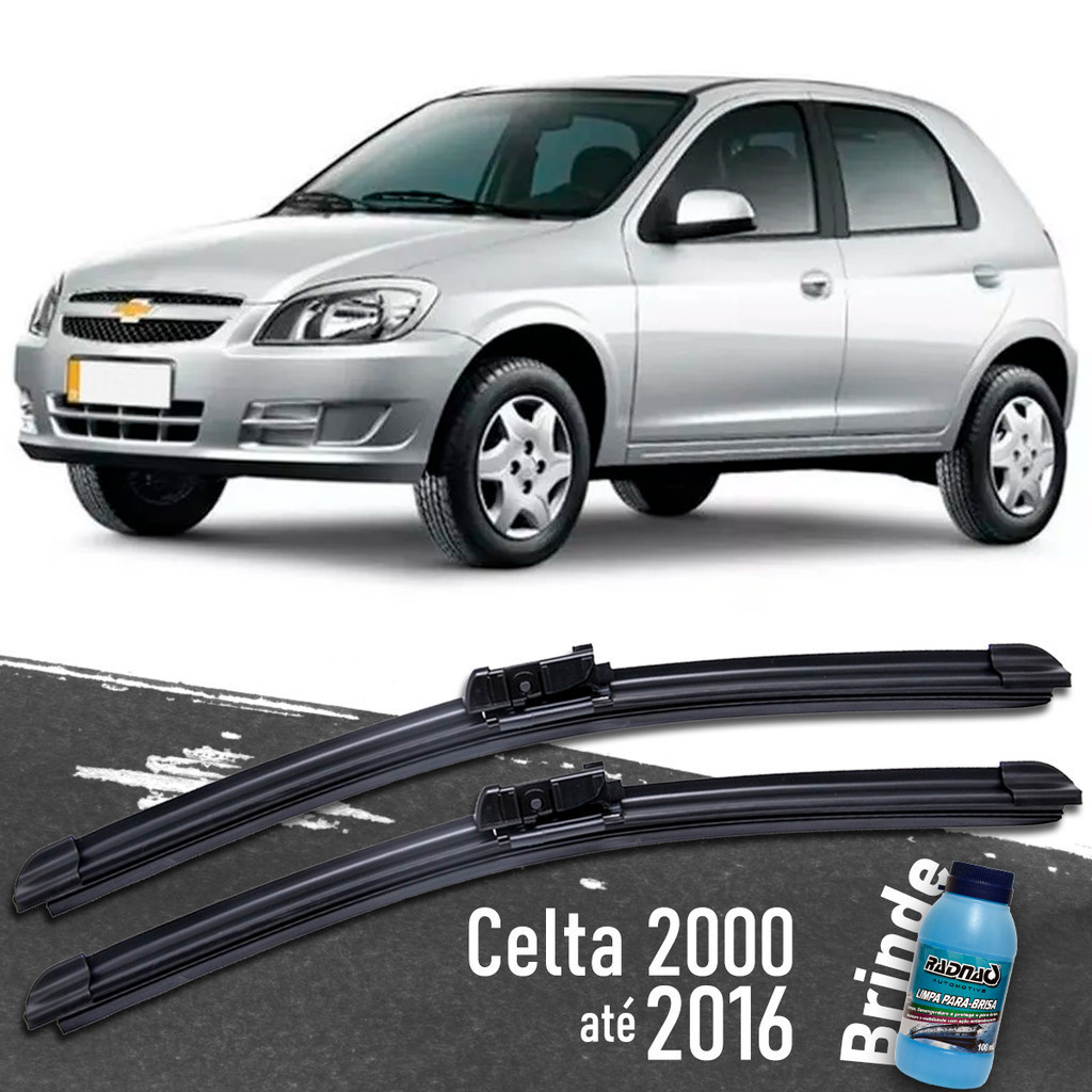 Kit 2 Palheta Automotiva Para brisa Dianteiro Celta 2000 até 2012 + Brinde Limpador de Vidros 100ml em Oferta na Shopee