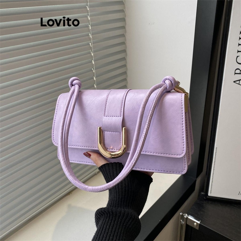 Lovito Elegante simples Flip quadrado bolsa de ombro para mulher LFA63071 - Women Bags