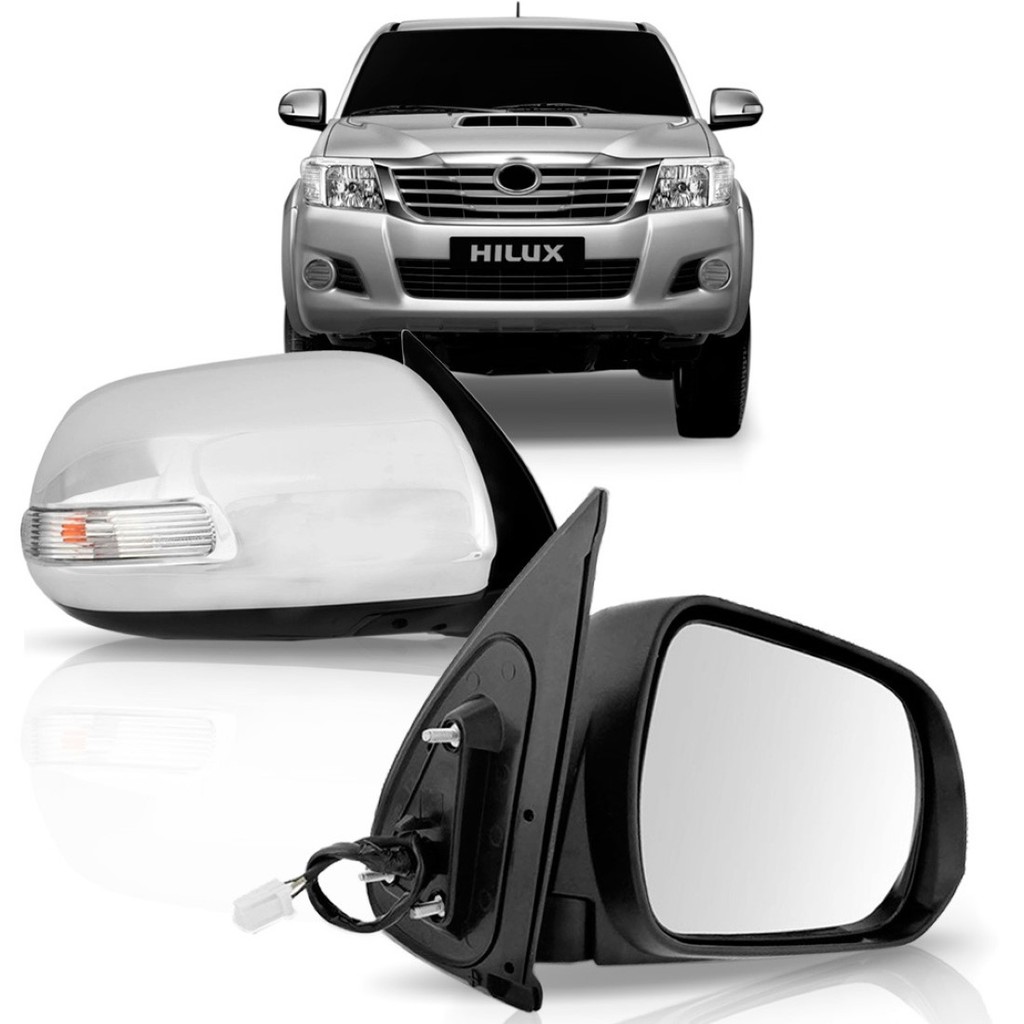 Retrovisor Hilux 2011 A 2014 Eletrico Cromado Com Pisca em Oferta na Shopee