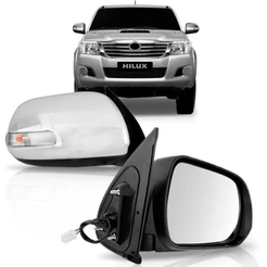 Retrovisor Hilux 2011 A 2014 Eletrico Cromado Com Pisca
