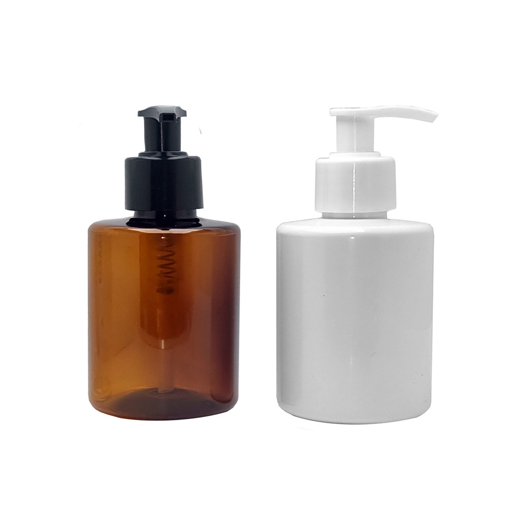 Frascos Pet 200 Ml Cilíndrico Âmbar Branco Saboneteira Bico de Pato