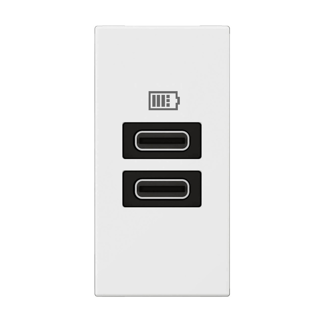 Módulo Carregador USB Duplo Tipo-C 3000mAh 15W Branco Legrand Arteor 571692B