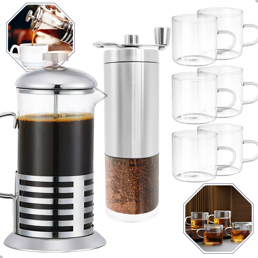 Moedor Café Inox+ Cafeteira Prensa Francesa+ 6 XÍCARAS 120ml