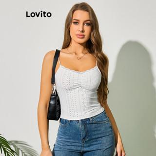Lovito Boho Camisa Feminina Floral de Coração com Renda e Cintura Elástica LBL09057
