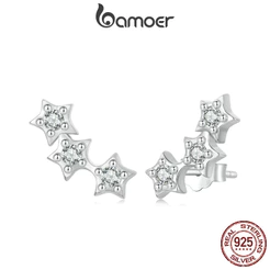 Brincos Bamoer 925 Sterling Sliver Stud Estrela Design Jóias Presentes Para Mulheres