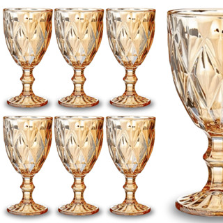 Jogo 6 Taça Diamante Copo Vidro Ouro Ambar Bico De Jaca 320ml em Oferta na Shopee