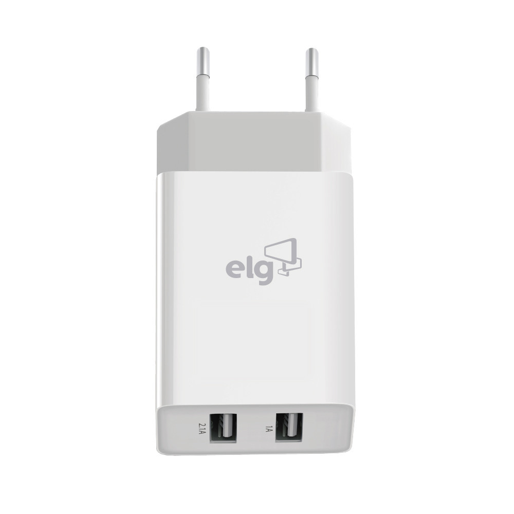 Carregador de Parede 1 USB 1A + 1 USB 2.1A Branco - ELG - Mobile & Gadgets