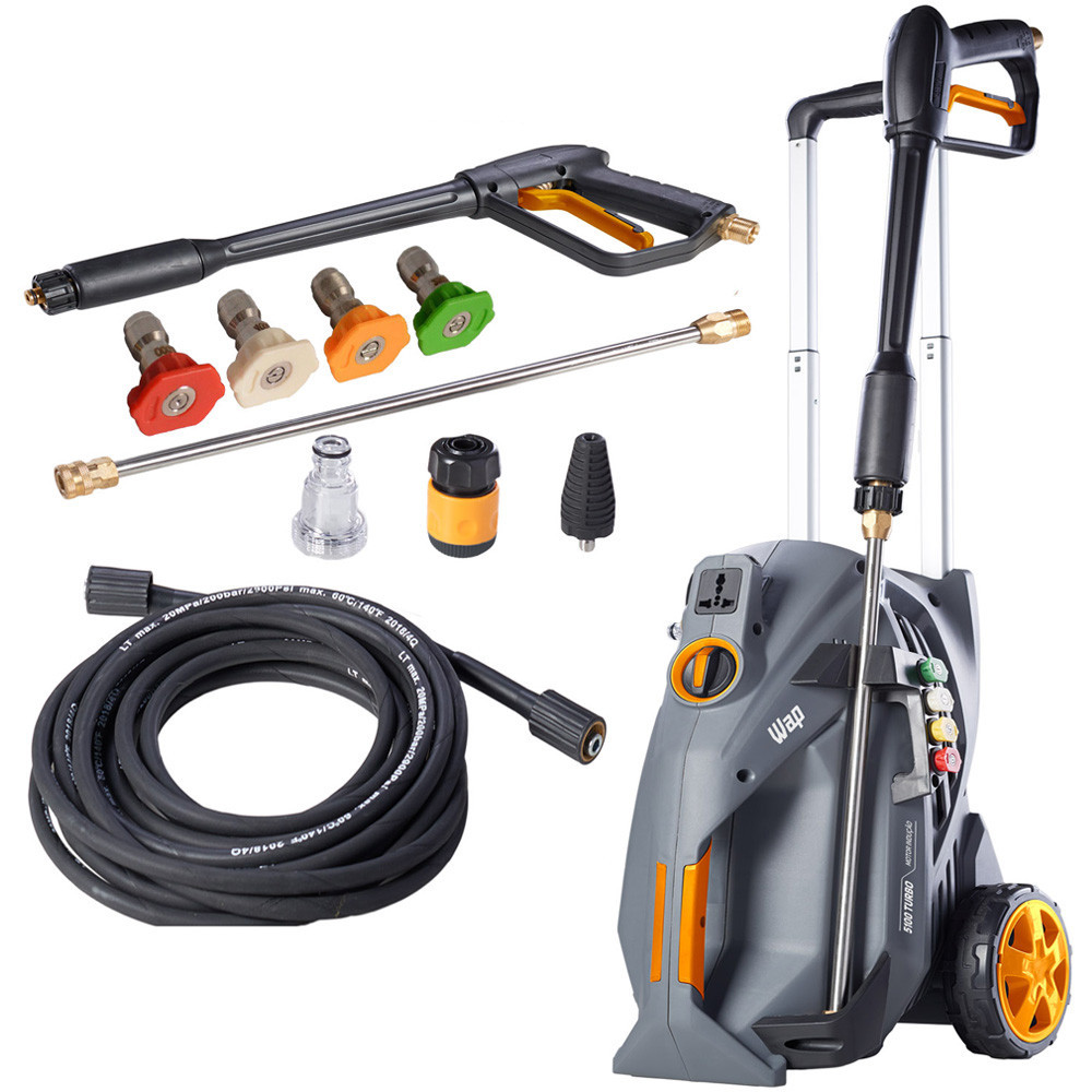 Lavadora de Alta Pressão Profissional Limpeza Pesada 5100 Turbo 2300Psi Wap Cinza Com Rodas