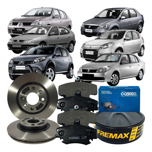Kit Disco Freio Pastilha Logan Sandero Clio 2000 Á 2013