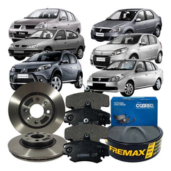 Kit Disco Freio Pastilha Logan Sandero Clio 2000 Á 2013