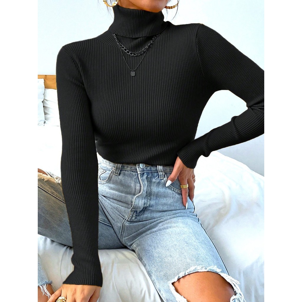Blusa Tricô Feminina Manga Longa Suéter Inverno Tendência Moda !! em Oferta na Shopee