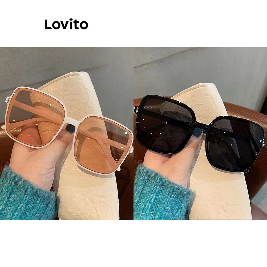 Lovito Óculos De Sol Casuais Óculos De Sol Anti Uv Lisos Para Mulheres LFA23045 em Oferta na Shopee