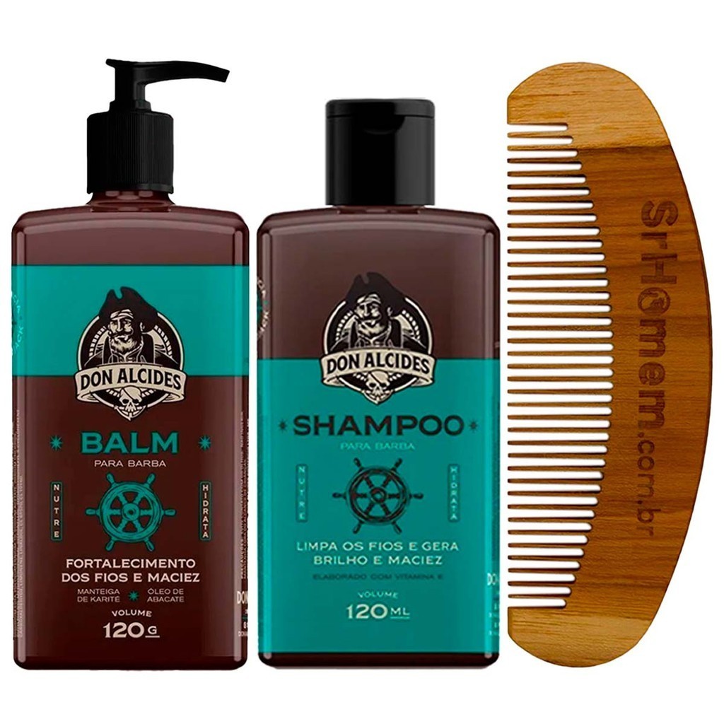 Kit Balm Shampoo e Pente Curvo Calico Jack Don Alcides