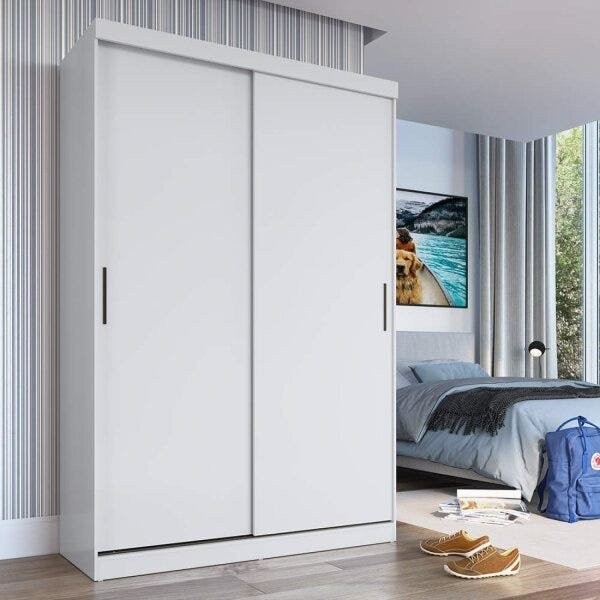 Guarda Roupa Solteiro 2 Portas Correr 2 Gavetas Tuco Yescasa Branco Liso - Home & Living
