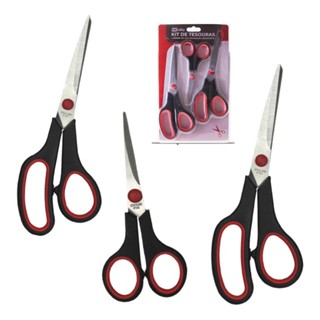 Tesouras Em Aço Inox Kit com 3 Diferentes Tamanhos Multiuso Cozinha (Enviar imediatamente) em Oferta na Shopee