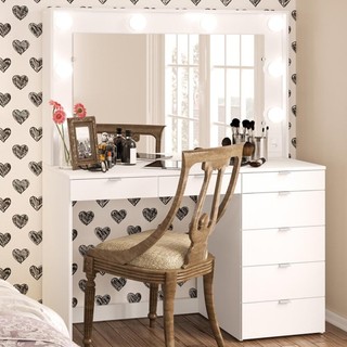 Penteadeira Camarim Las Vegas para 8 Lâmpadas 7 Gavetas Branco - Politorno em Oferta na Shopee