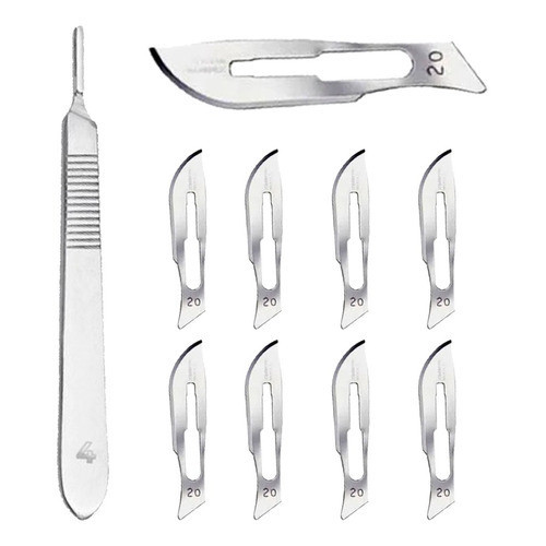 Kit Dermaplaning Cabo N° 4 + 10 Lâminas Bisturi N° 20  Estética dermaplaning