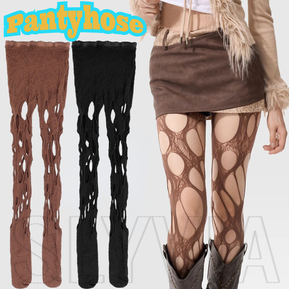 Meias-Calças De Rede De Pesca Rasgadas-Para Meninas Picantes-Punk , Gótico , Moda-Irregulares De Primavera De Verão Com Furos Quebrados Ocos-Finas , Respiráveis , Confortáveis em Oferta na Shopee