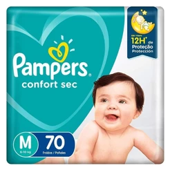 Fralda Pampers Confort Super Sec M 70 Unidades