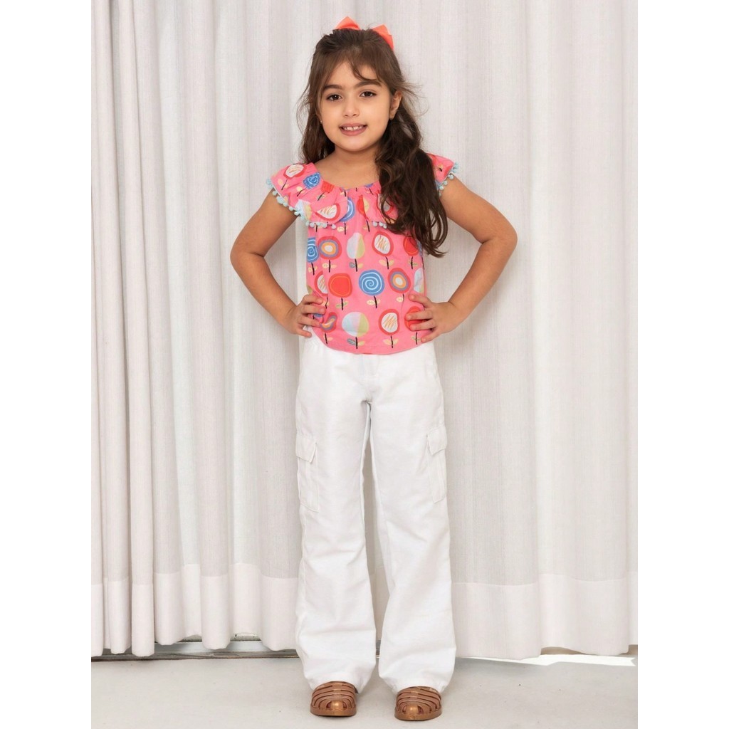 Calça Wide Leg Juvenil Cargo