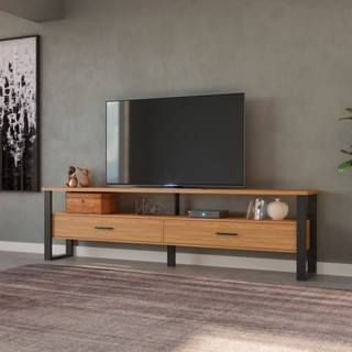 Rack para TV Até 75 Polegadas 2 Gavetas 220cm Industrial Freijó/Preto - Dalla Costa em Oferta na Shopee