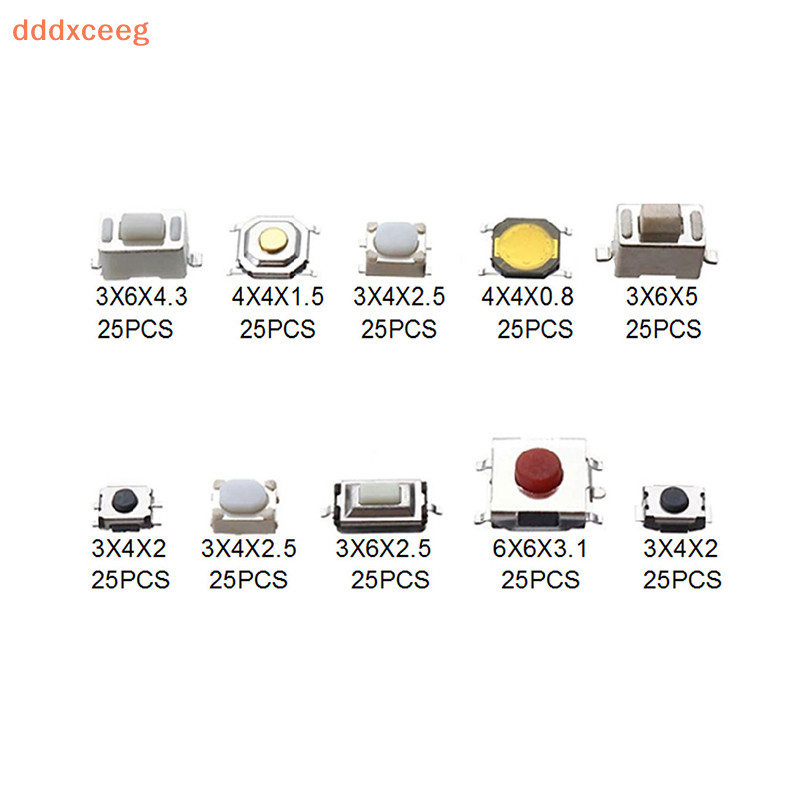 [dddxceeg] 100/250pcs Botão Do Carro 10 Tipos De Controle Remoto Teclas Microinterruptor De Toque Com Caixa em Oferta na Shopee