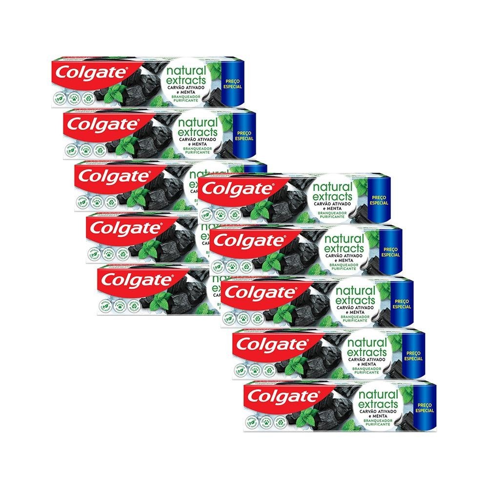 Kit 10 Creme Dental Colgate Extracts Carvão Ativado e Menta 140g em Oferta na Shopee