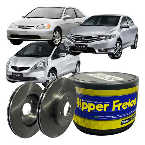 Par Disco Freio Ventilado Hipper Freios City Fit Civic